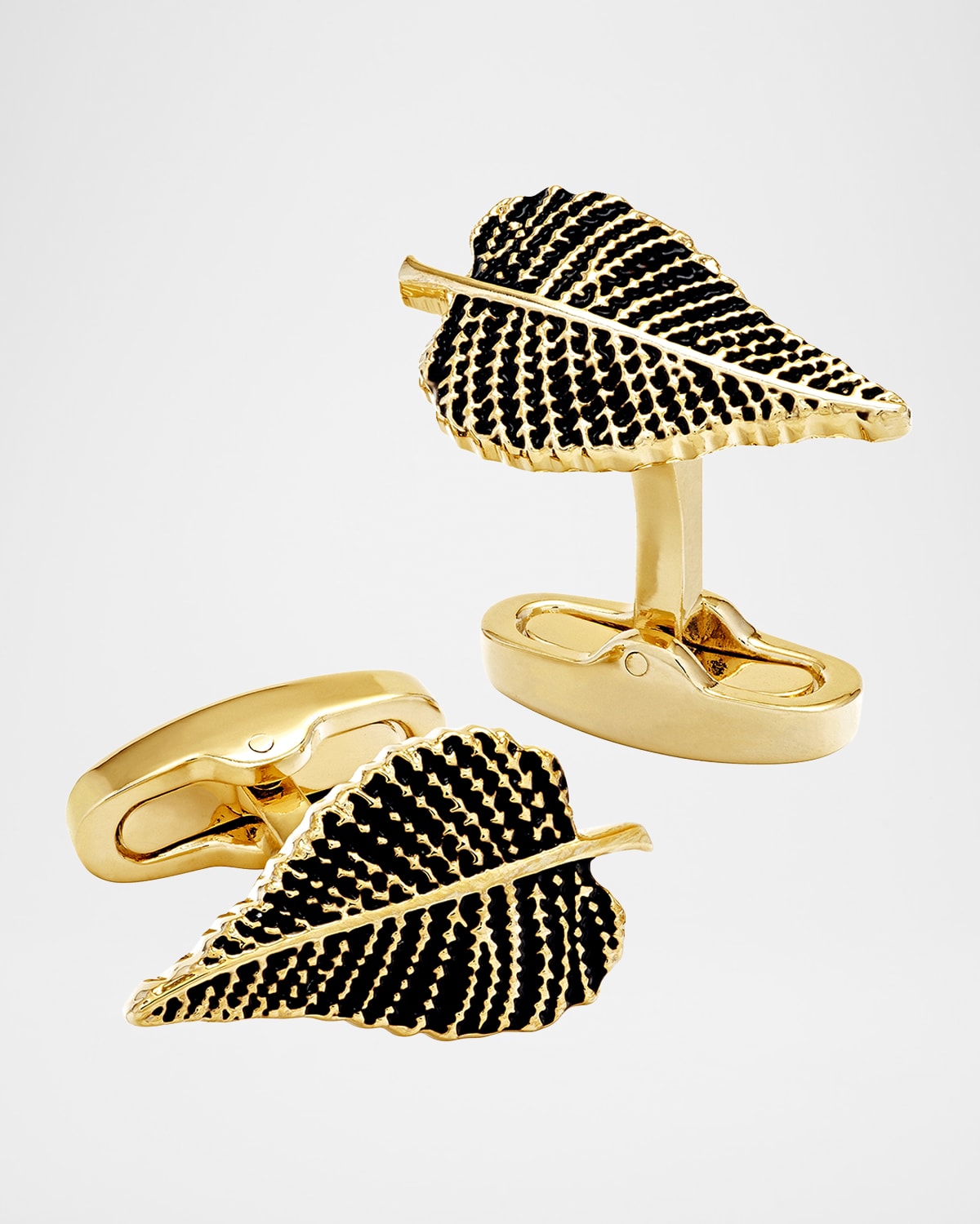 Link Up Men 's Gold-Tone Enamel Leaf Cufflinks