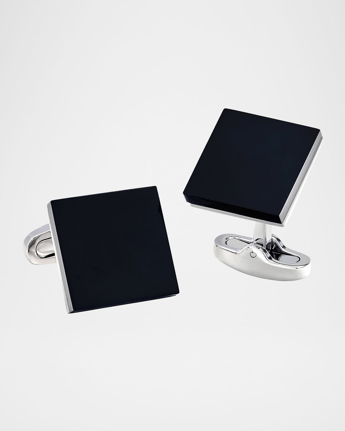 Link Up Men 's Square Black Obsidian Cufflinks