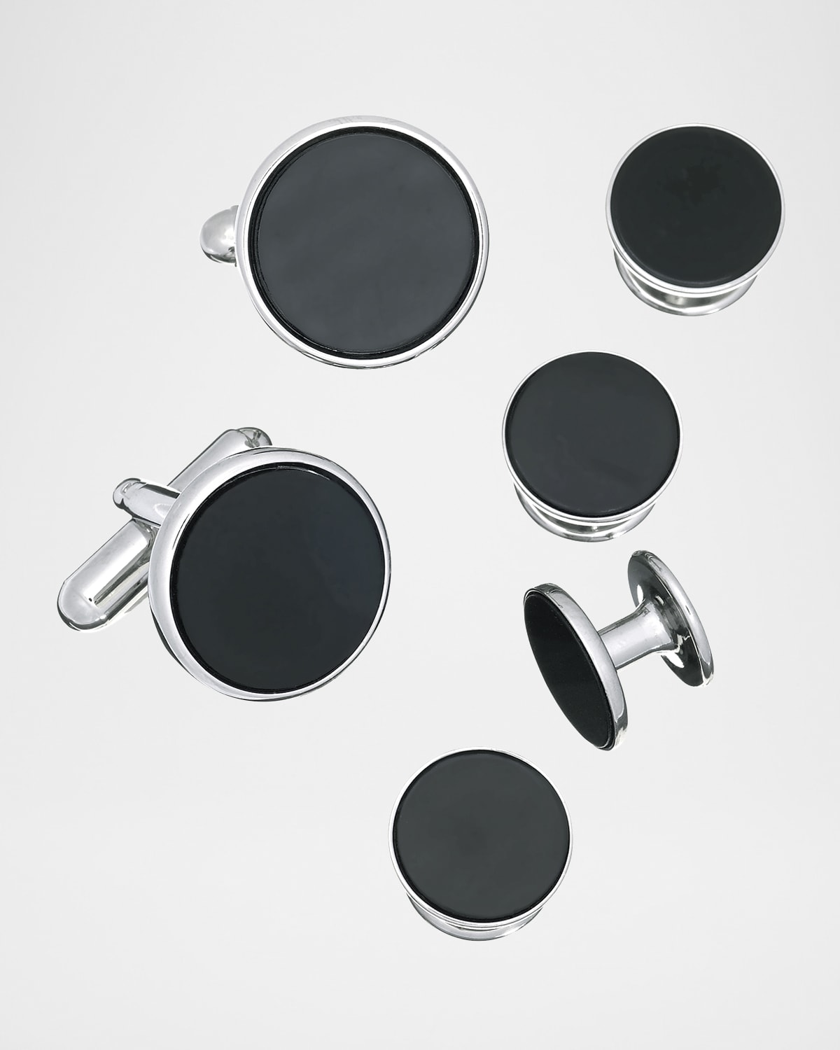 Link Up Men 's Round Mother-Of-Pearl Cufflink Stud Set