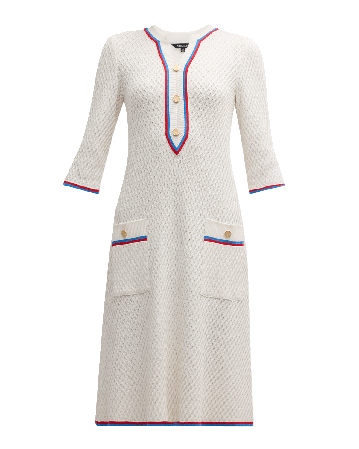 Misook Intarsia Ribbed Soft Knit Sheath Dress