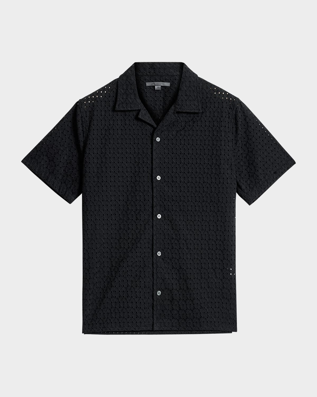 John Varvatos Men's Embroidered Eyelet Camp Shirt