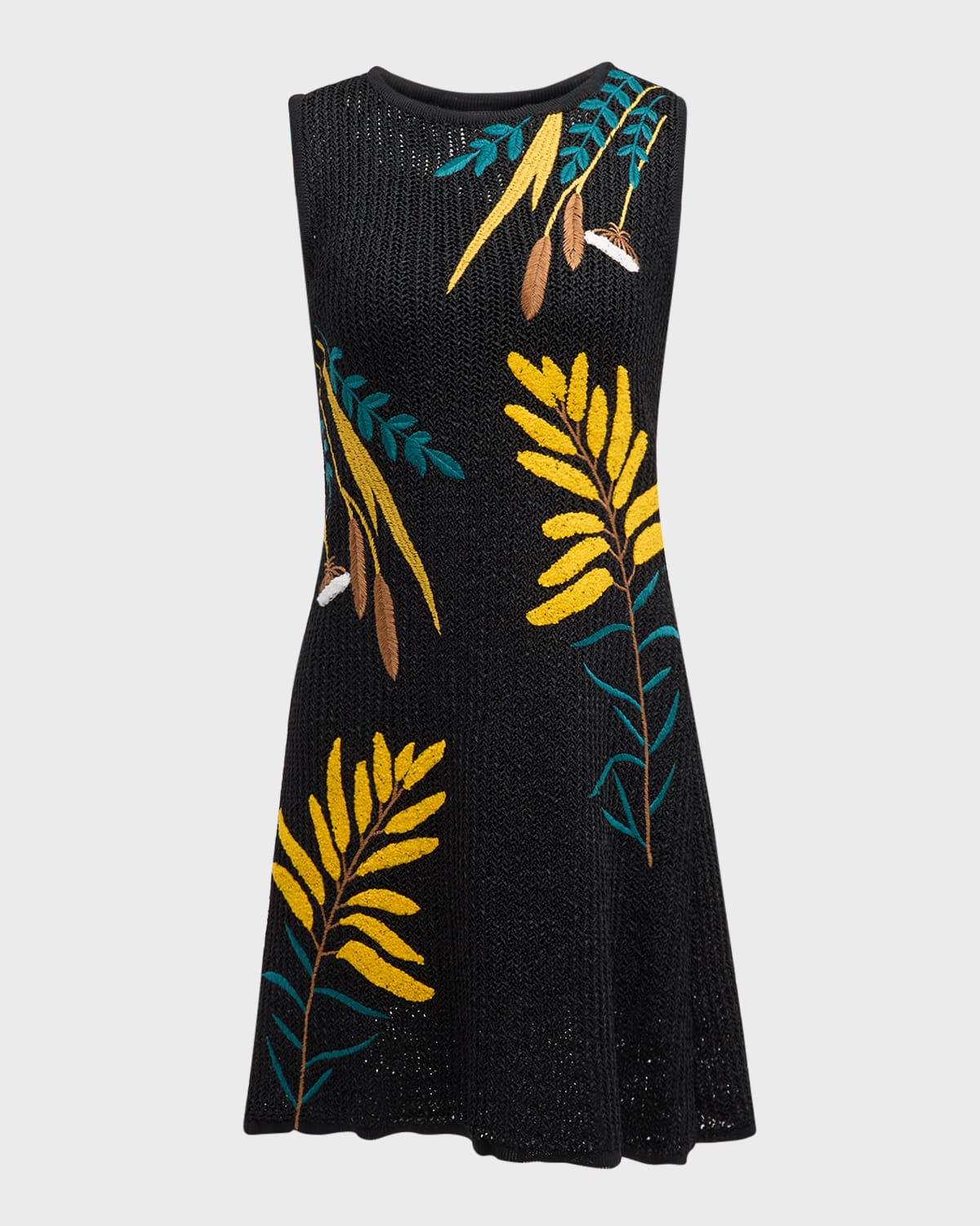 Misook Sleeveless Embroidered Knit Mini Dress