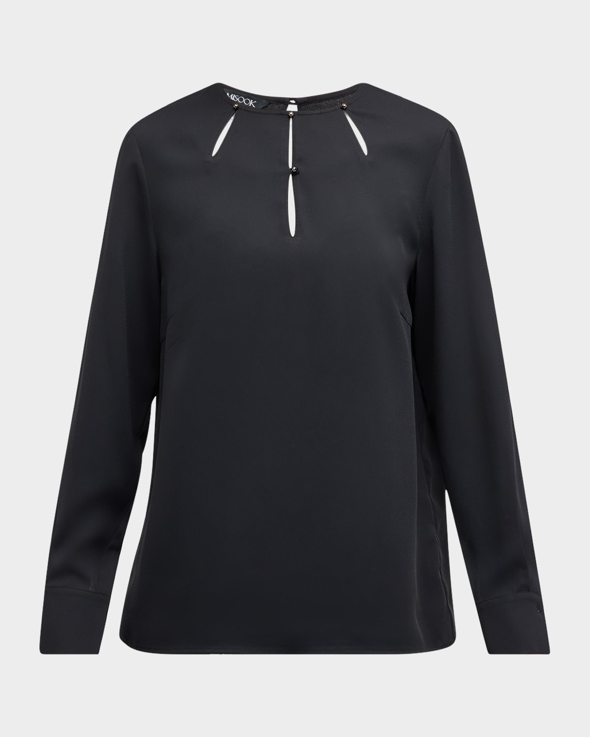 Misook Cutout Crepe De Chine Blouse