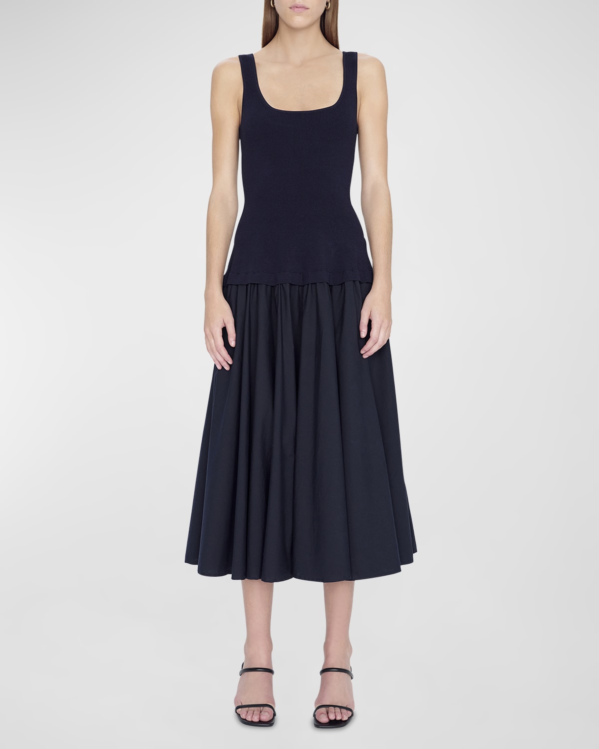 SIMKHAI Silas Sleeveless Knit Bodice Combo Midi Dress