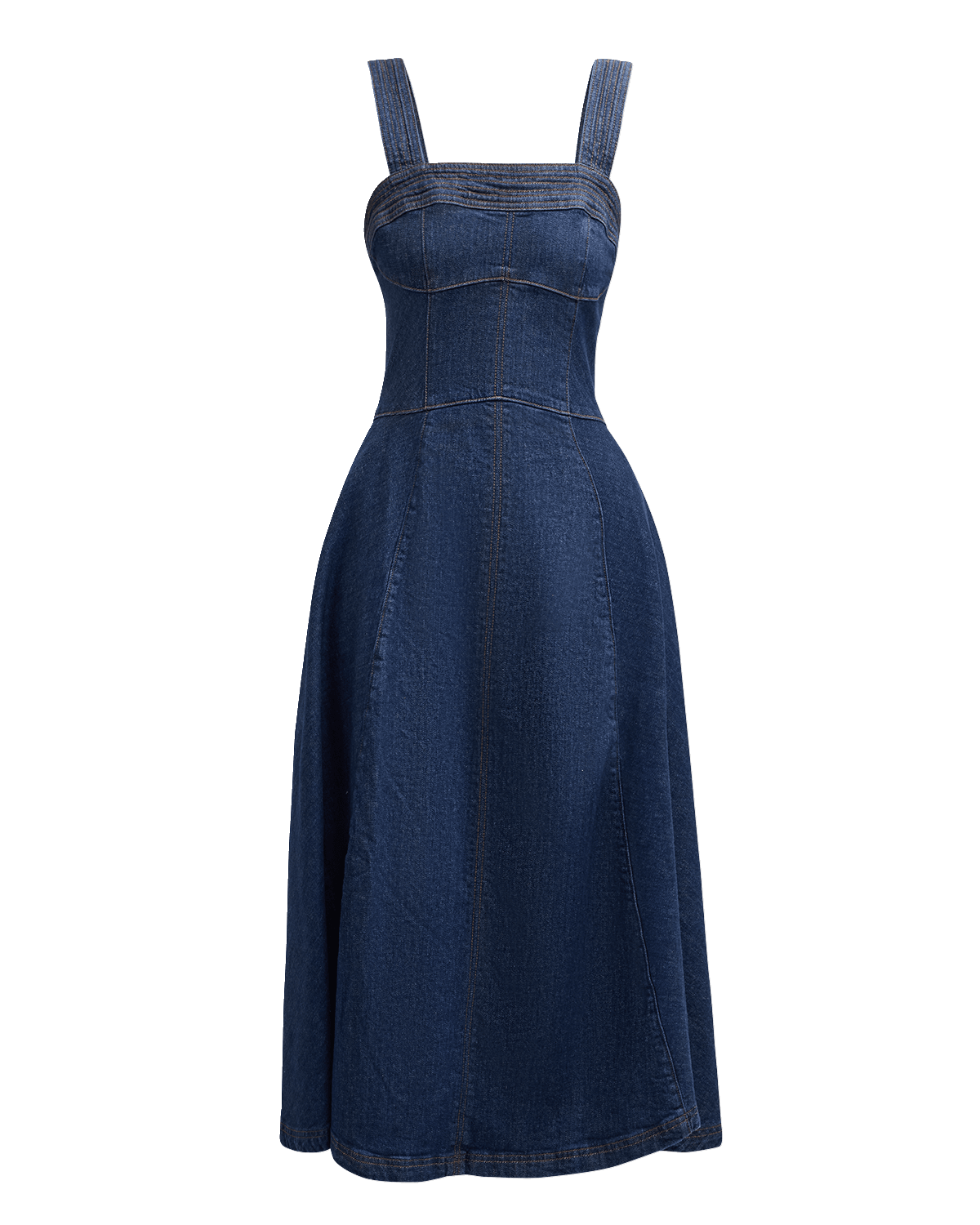 SIMKHAI Cici Bustier Denim Pinafore Midi Dress