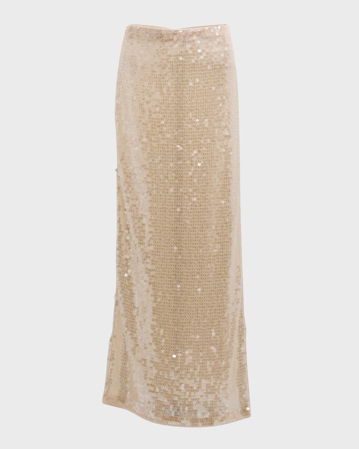 SIMKHAI Numi Metallic Sequin Long Pencil Skirt