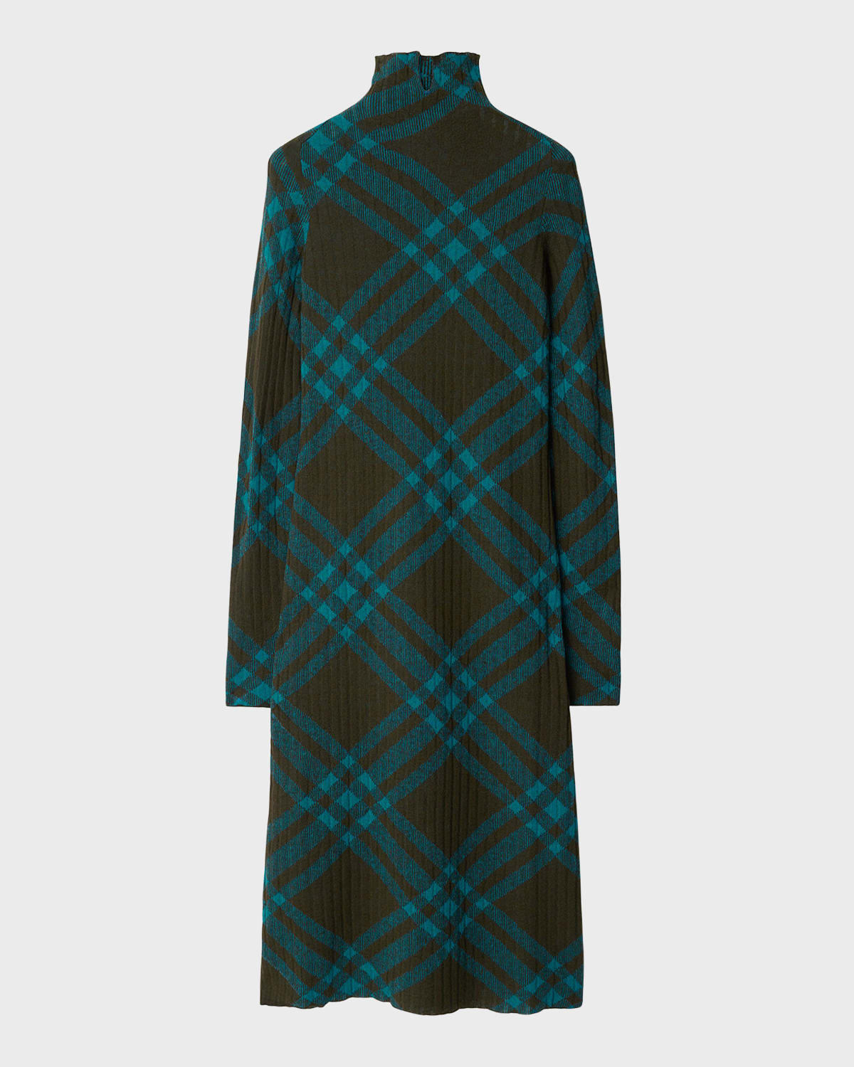 Burberry Turtleneck Check Knit Midi Sweater Dress