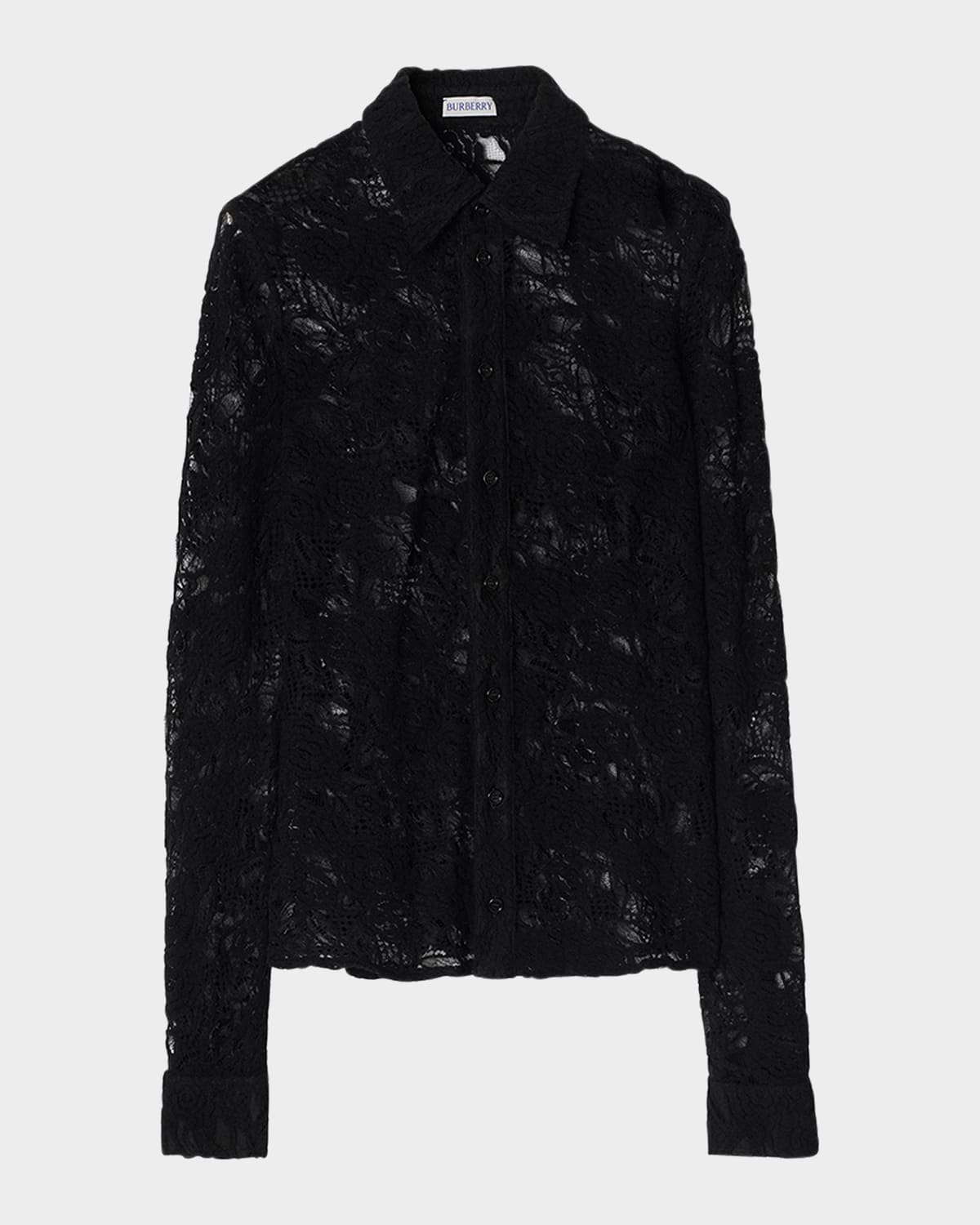Burberry Lace Fitted Button-Front Shirt