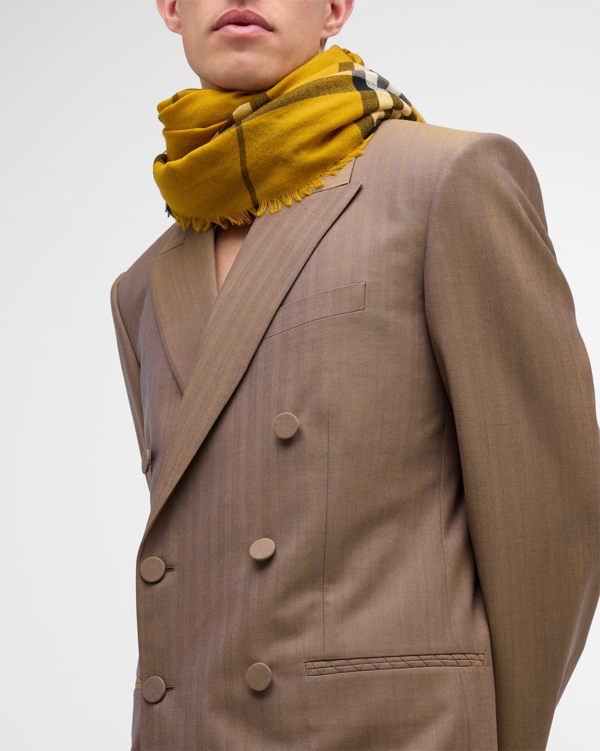 Burberry Men's Lightweight Woven Giant Check Wool Scarf