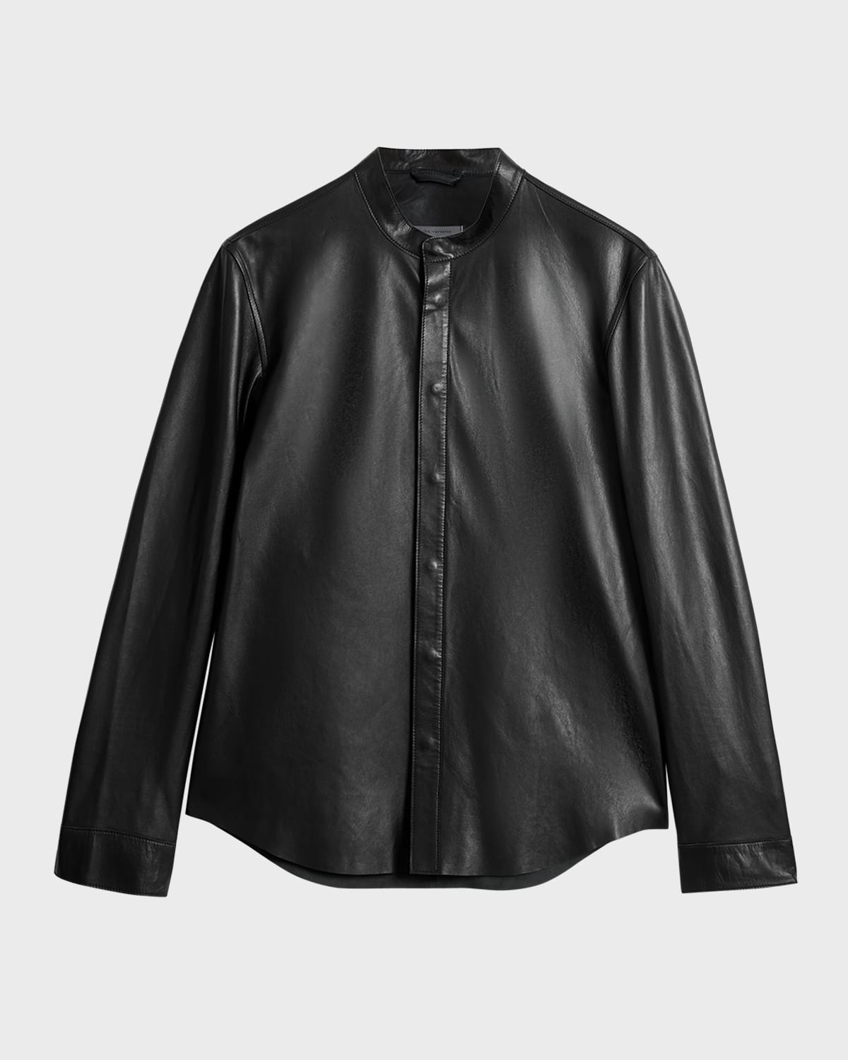 John Varvatos Men's Bernard Band-Collar Leather Overshirt