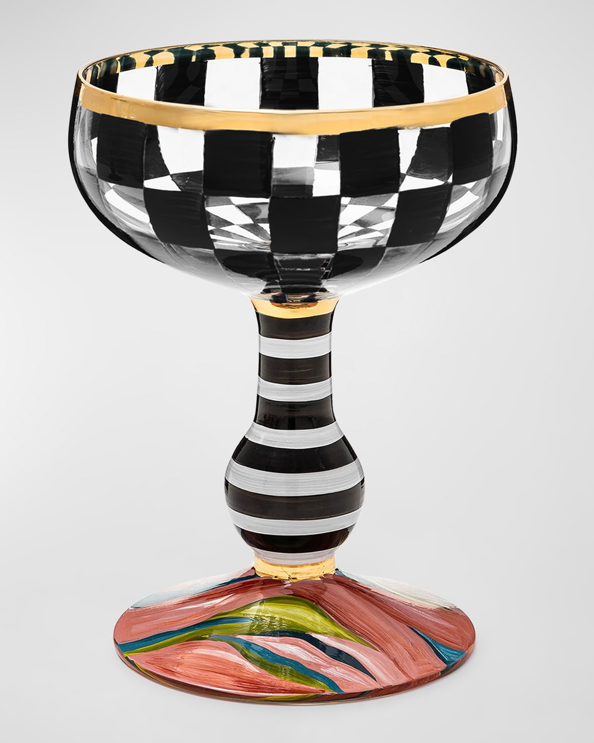 MacKenzie-Childs Carnival Black Coupe Glass