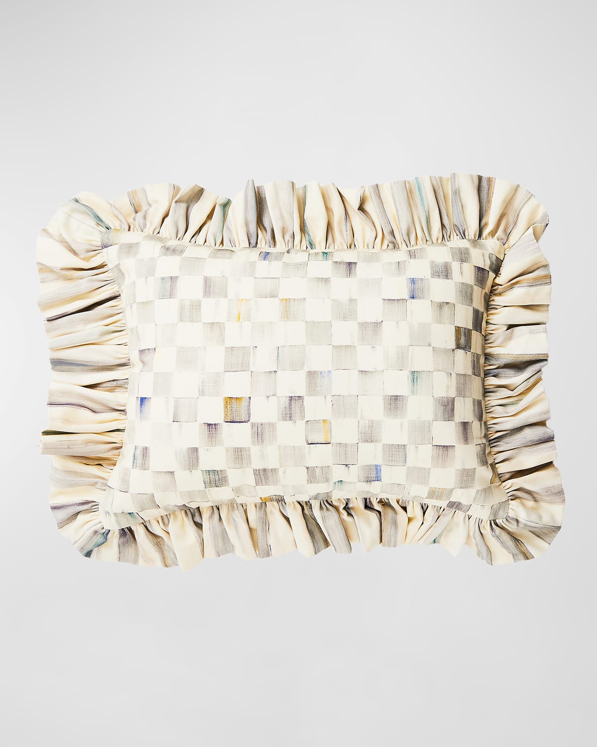 MacKenzie-Childs Sterling Check Ruffle Lumbar Pillow