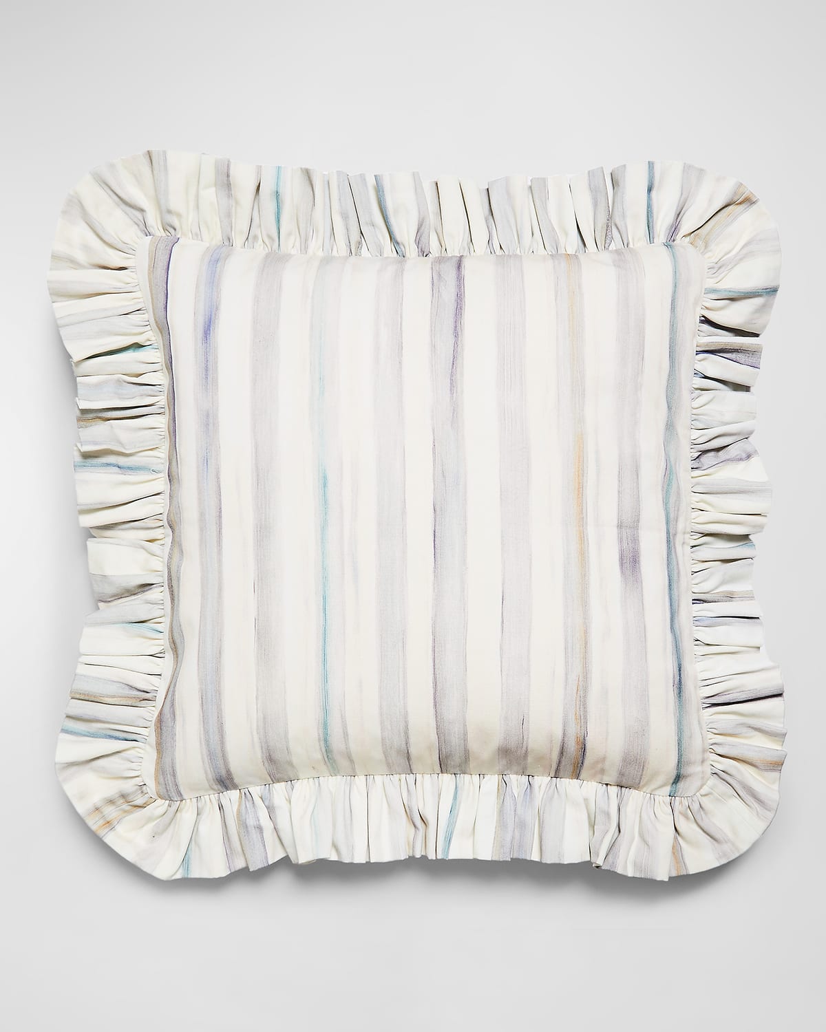 MacKenzie-Childs Sterling Stripe Ruffle Throw Pillow