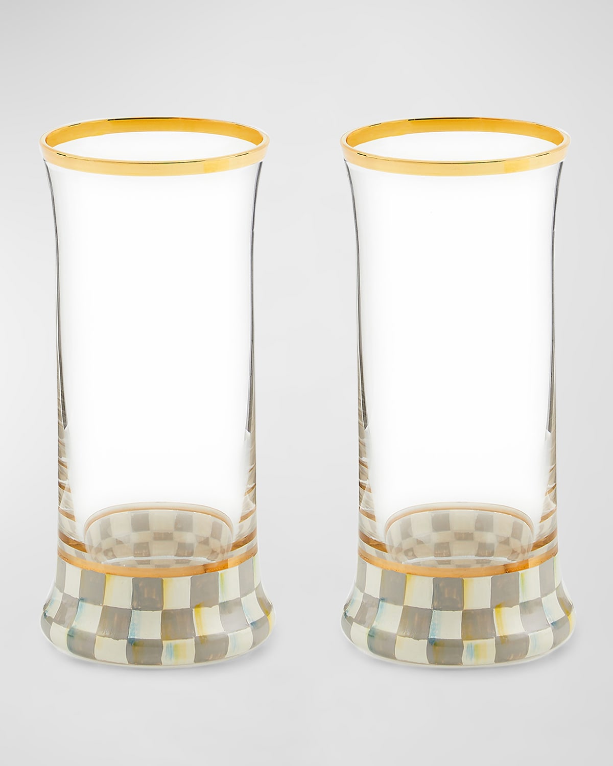 MacKenzie-Childs Sterling Check Highball Glass, Set of 2