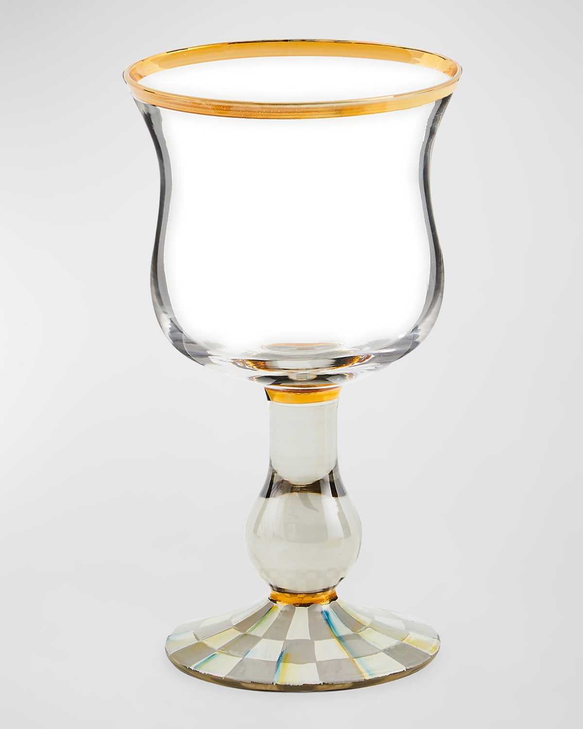 MacKenzie-Childs Sterling Check Wine Glass