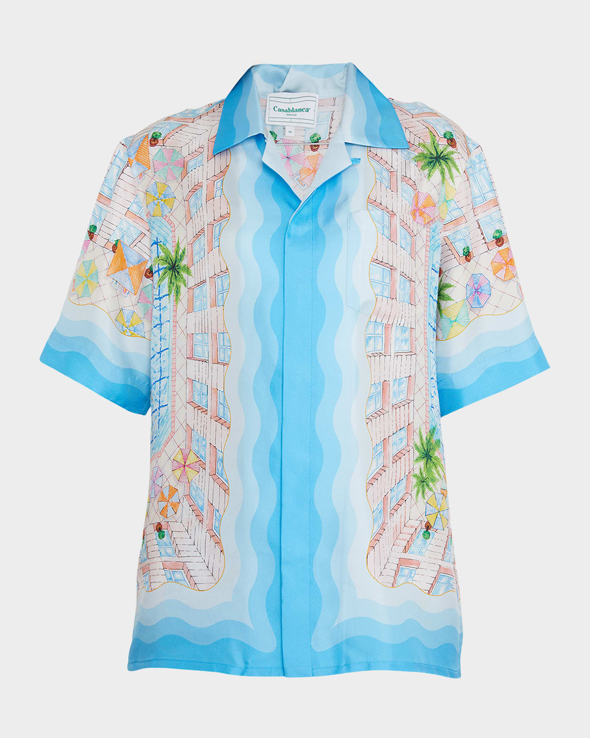 CASABLANCA Printed Button-Front Shirt with Cuban Collar