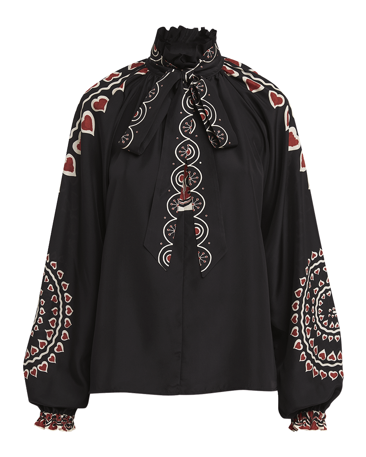 La DoubleJ Cerere Placee Printed Blouse with Tie Neck