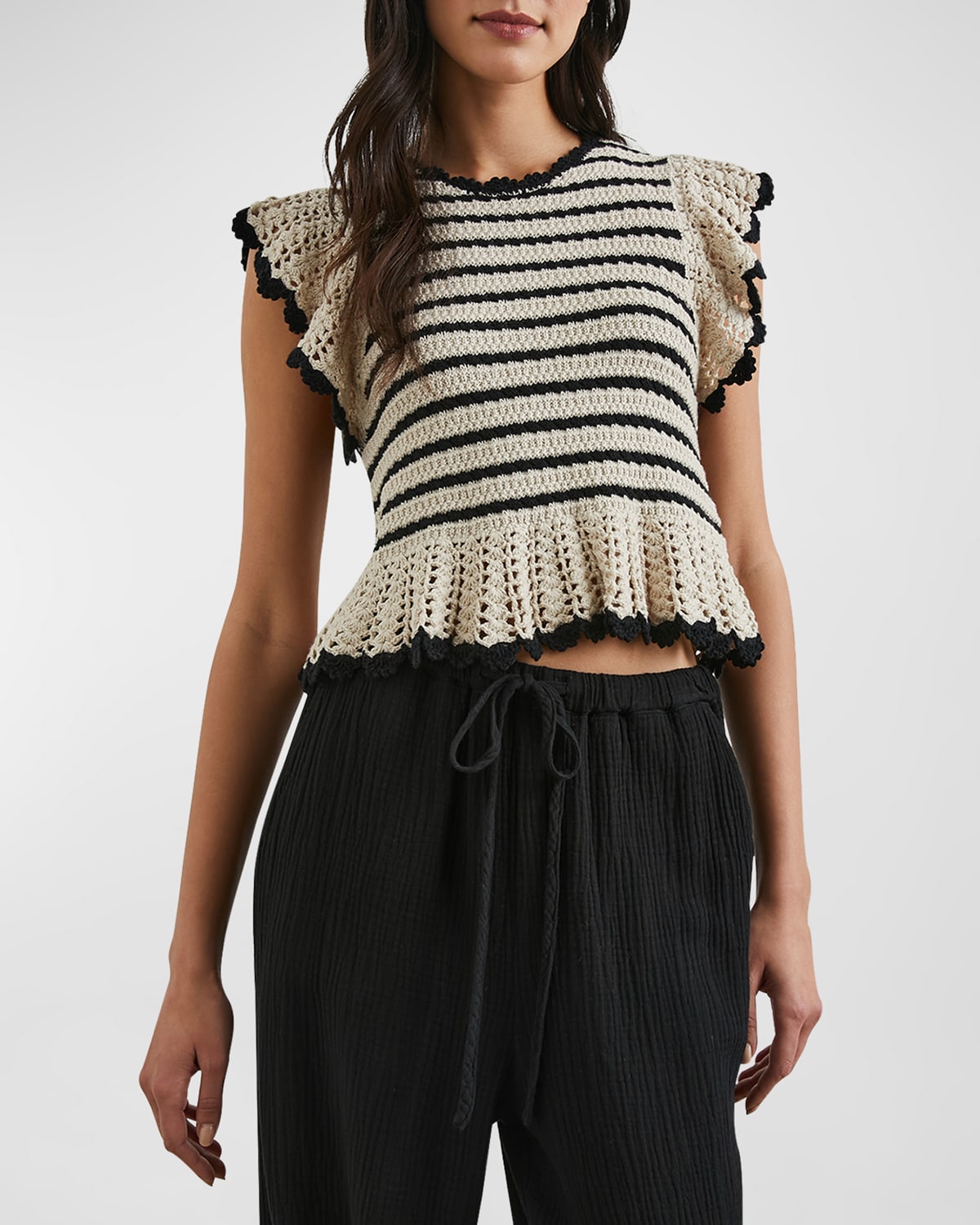 Rails Coen Striped Crochet-Knit Blouse