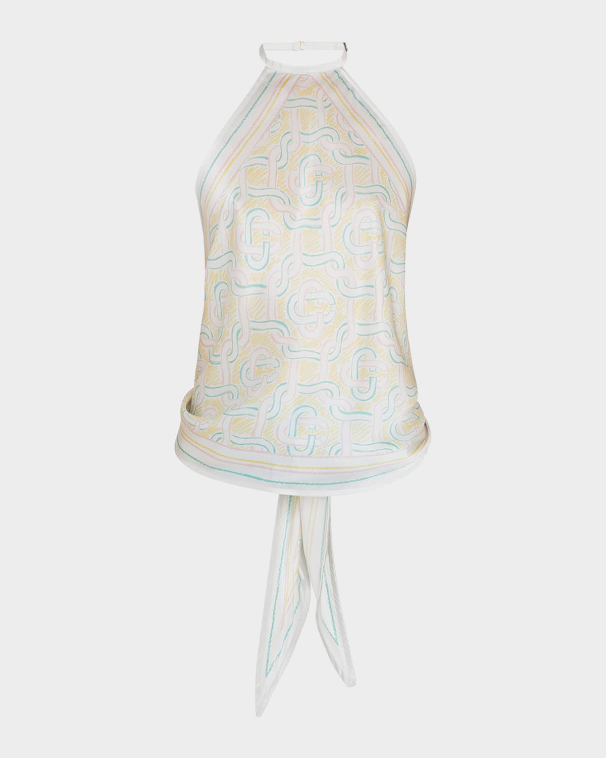 CASABLANCA Monogram Silk Halter Scarf Top