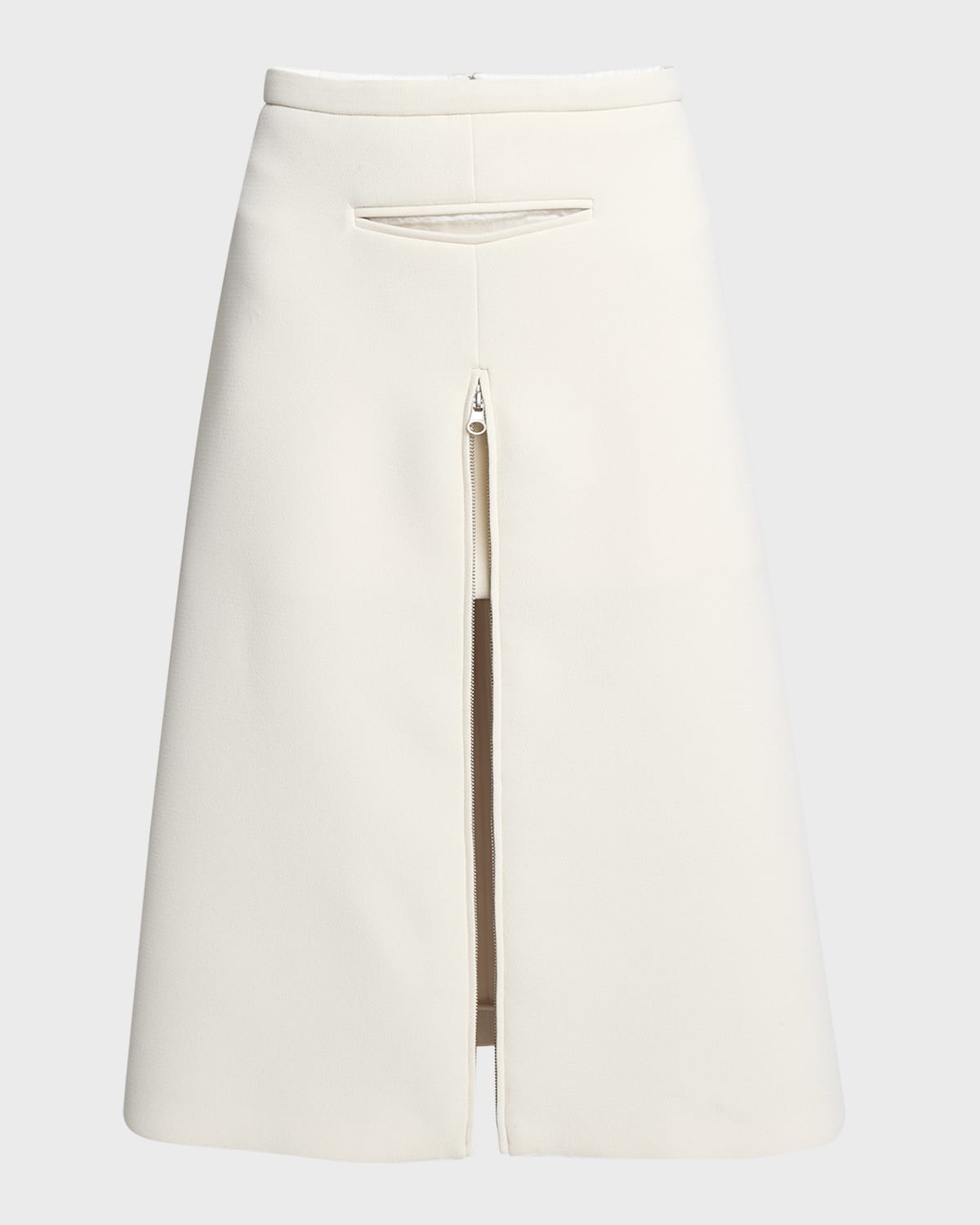 Courreges Tailored Heritage Crepe Zip-Slit Skirt