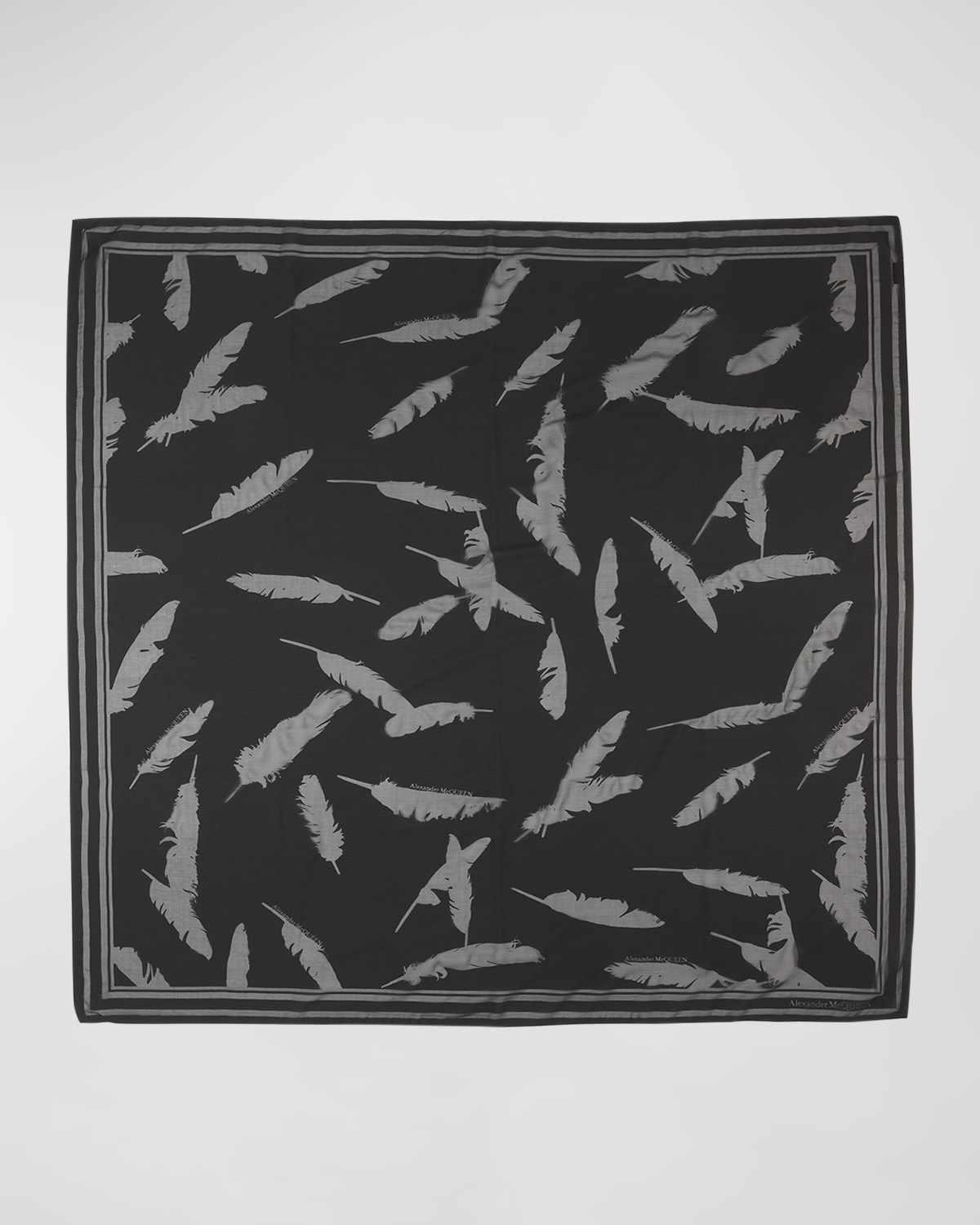 Alexander McQueen Feather Silk & Cotton Scarf