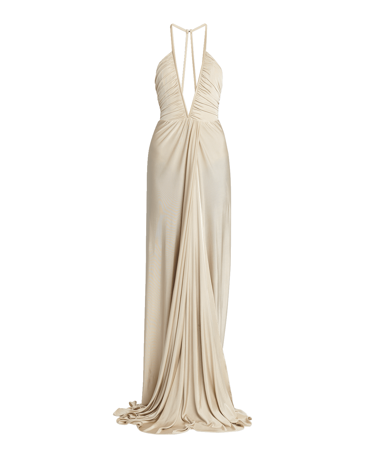 TOM FORD Plunging Ruched Fluid Jersey Slit Gown