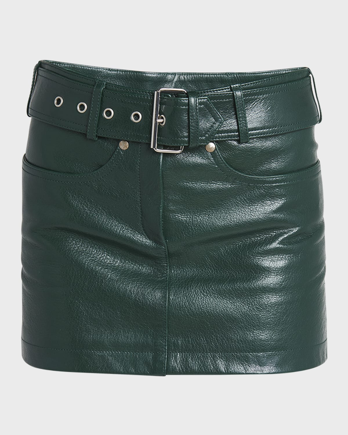 TOM FORD Belted Grain Lux Goat Leather Mini Skirt