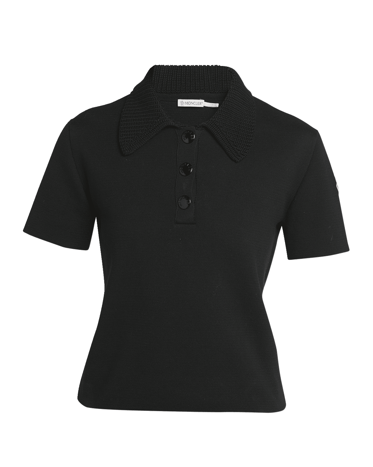 Moncler Knit Collar Short-Sleeve Polo
