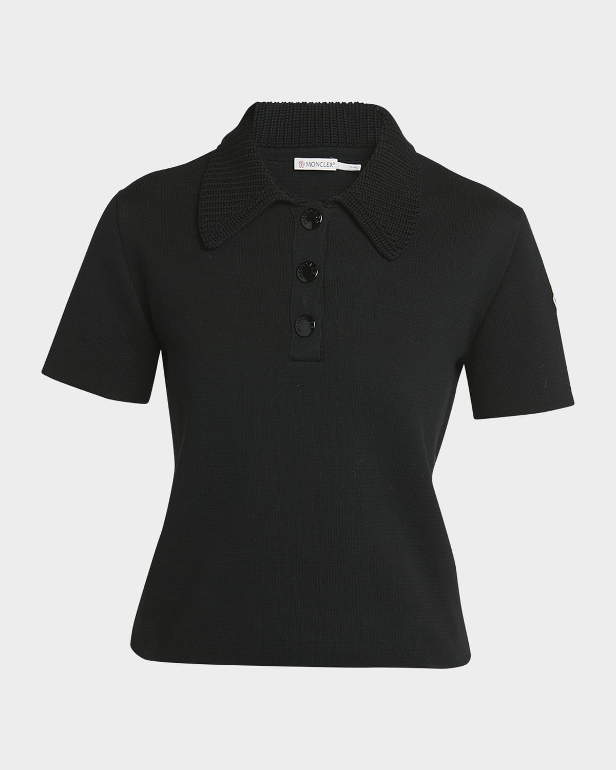 Moncler Knit Collar Short-Sleeve Polo