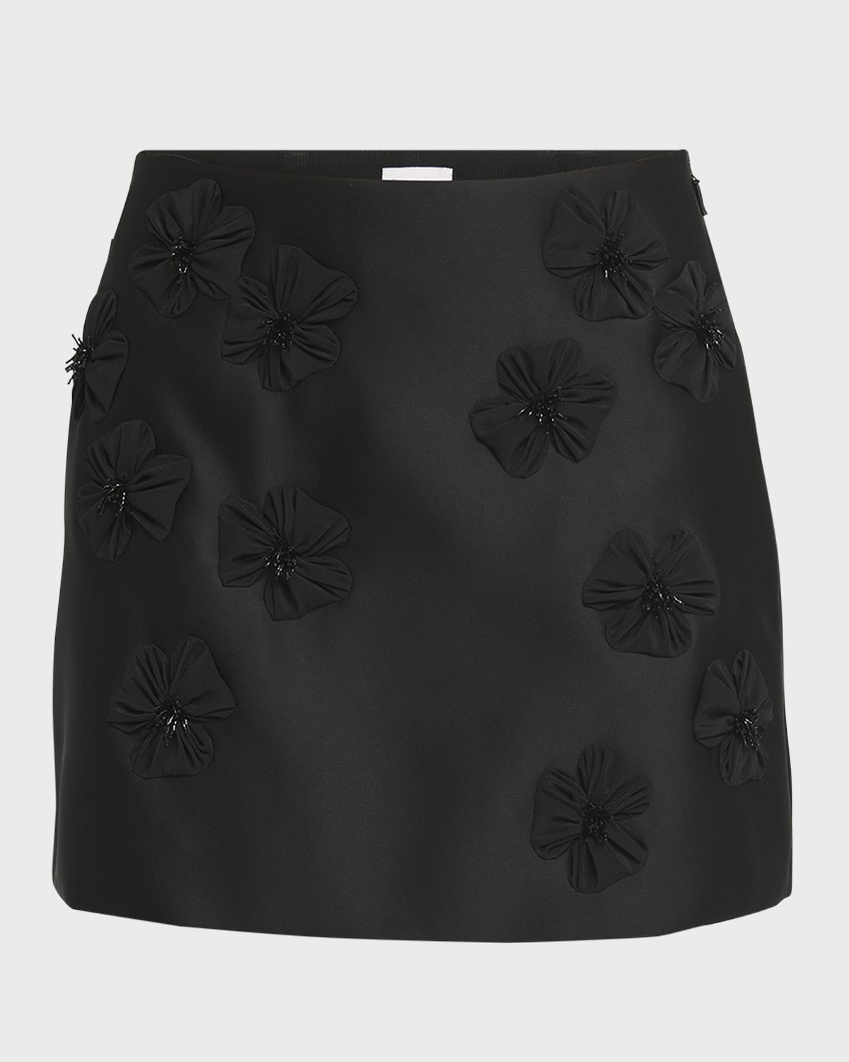Moncler Satin Flower Embroidered Mini Skirt