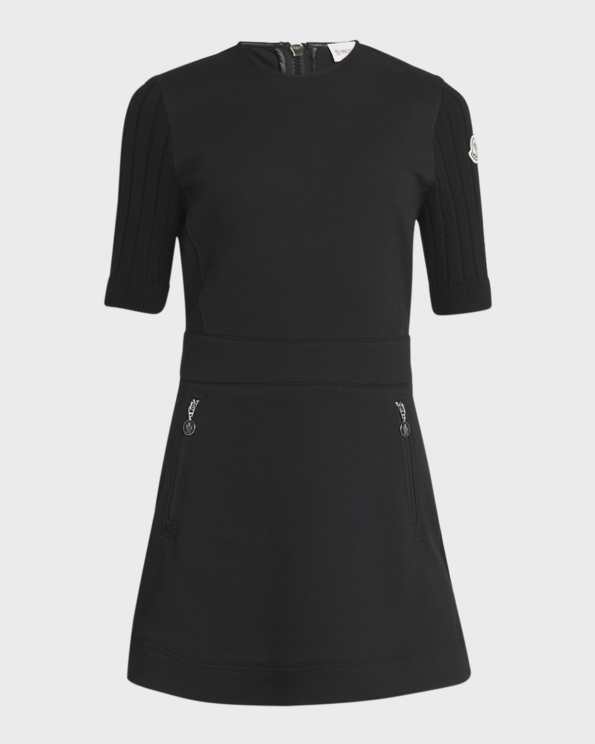 Moncler Ribbed Sleeve Jersey Mini Dress