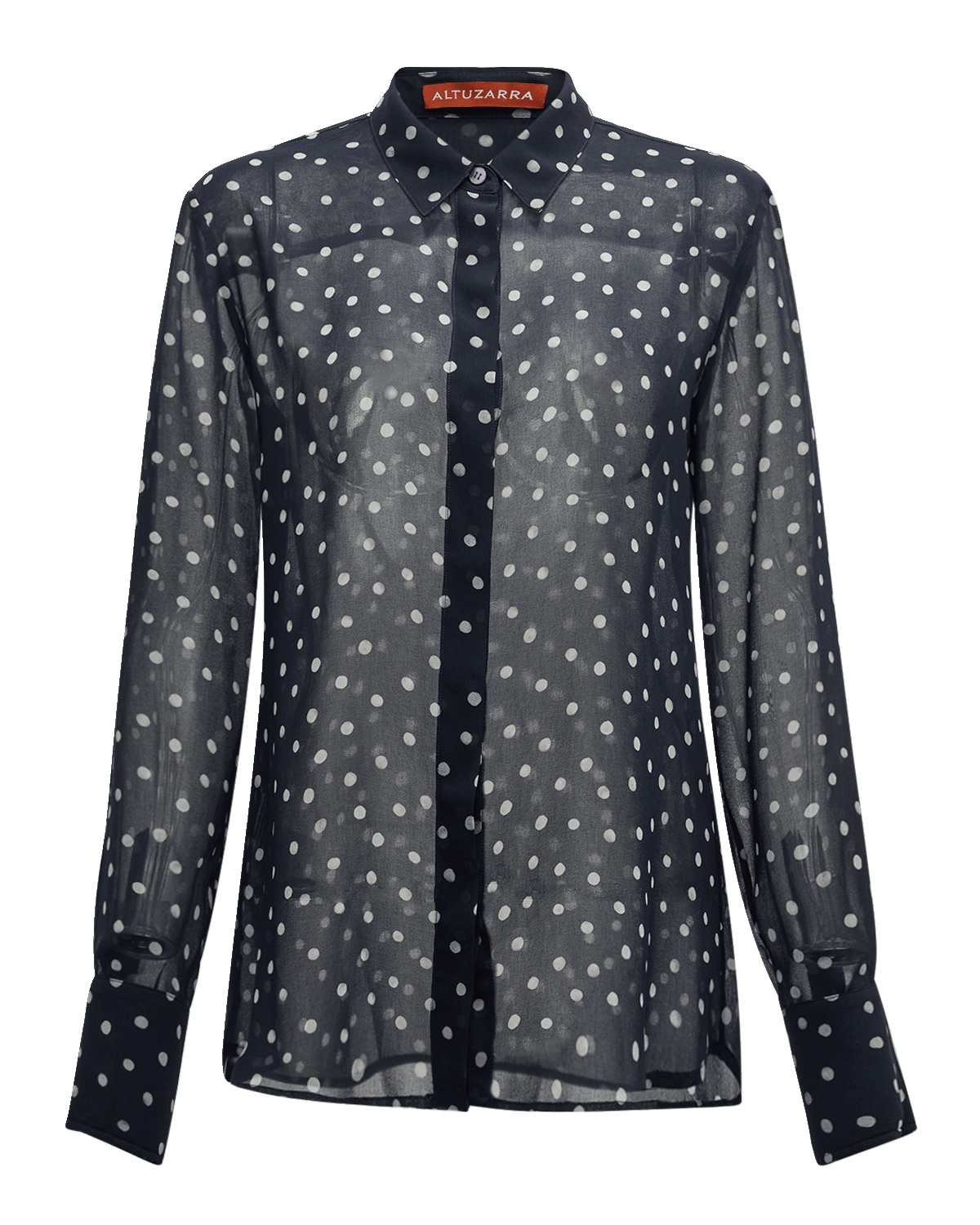 Altuzarra Chika Polka-Dot Sheer Button-Front Top