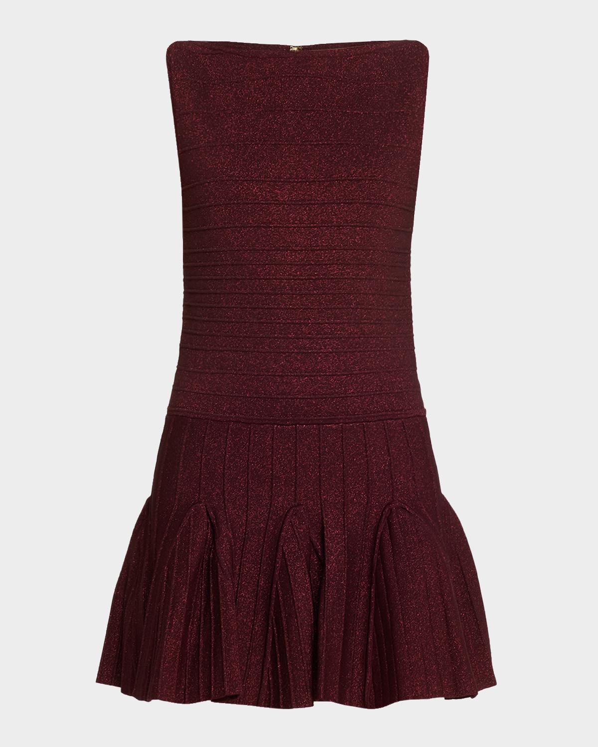 Retrofête Audrina Metallic Knit Godet-Skirt Sleeveless Mini Dress