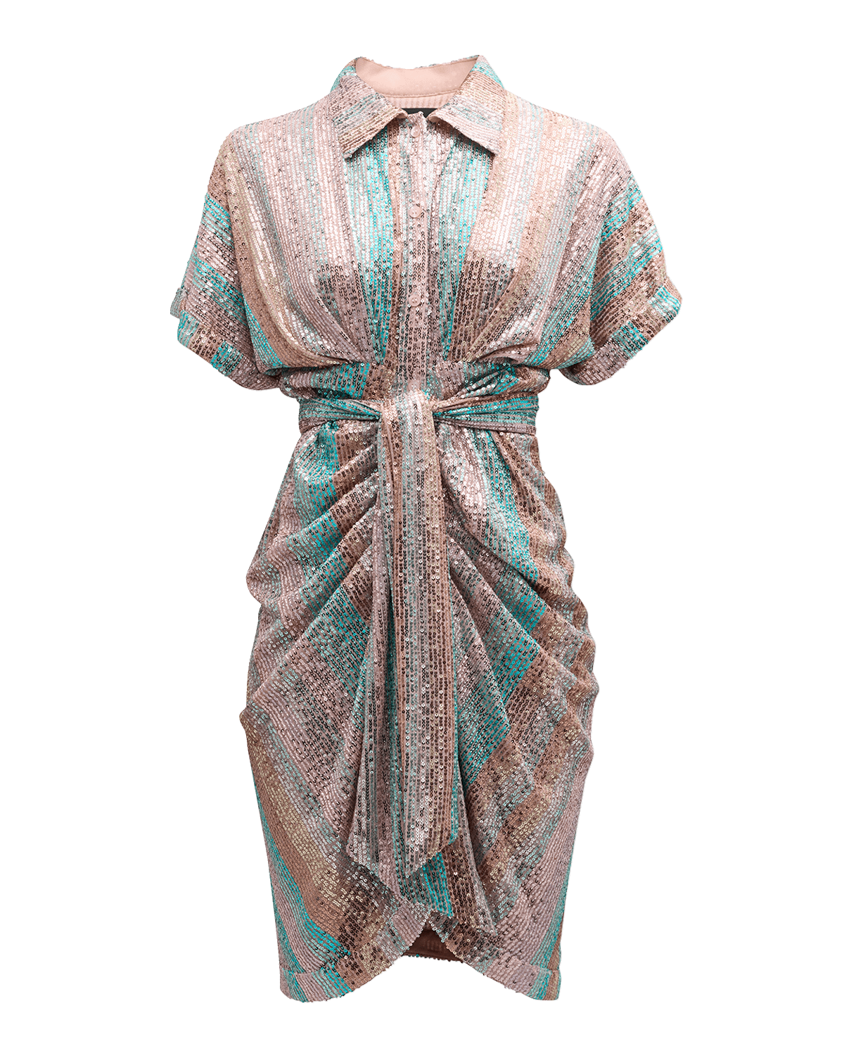 Le Superbe Mini Miko Draped Sequin Shirtdress