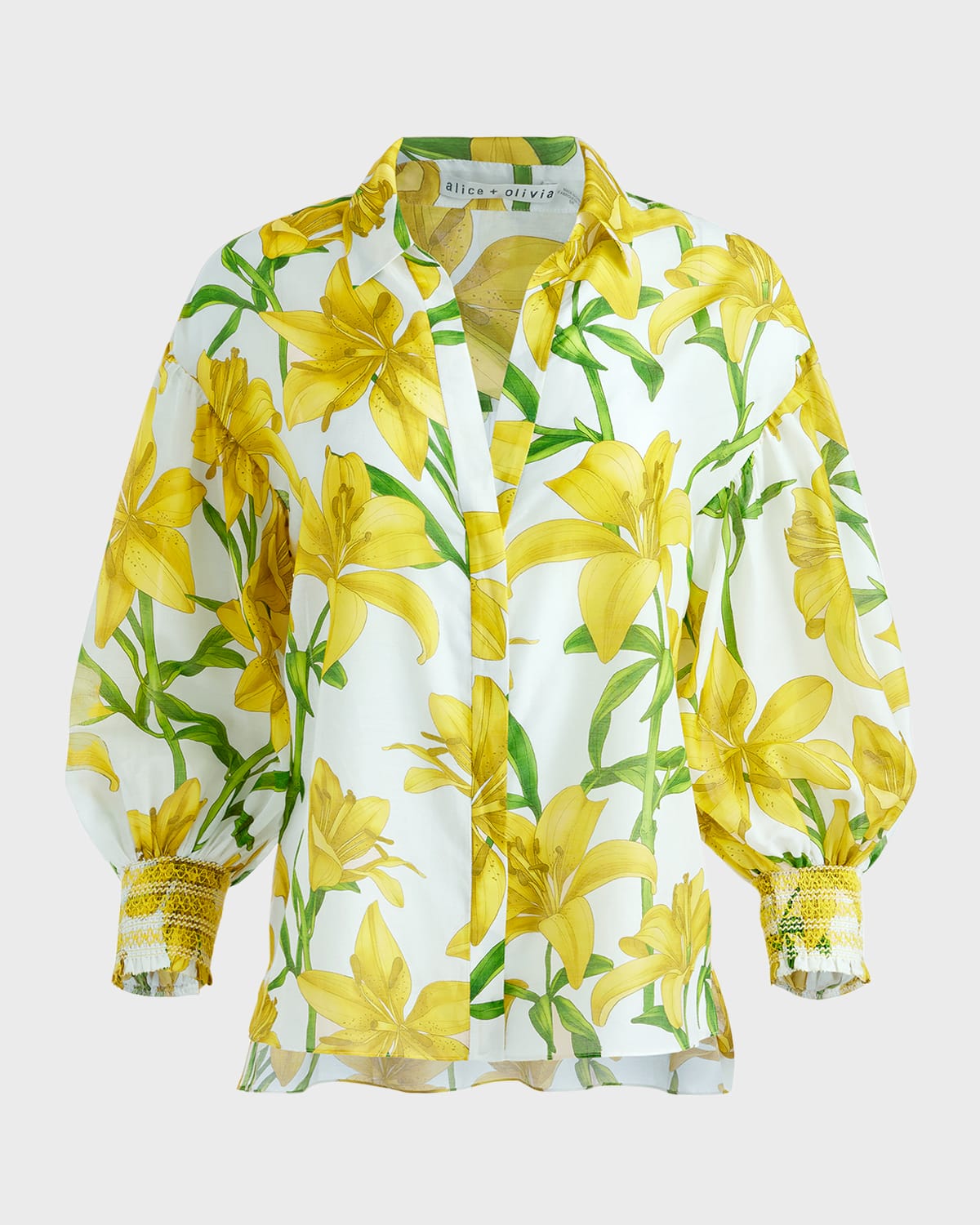 Alice + Olivia Floral Printed Maylin Long-Sleeve Blouse