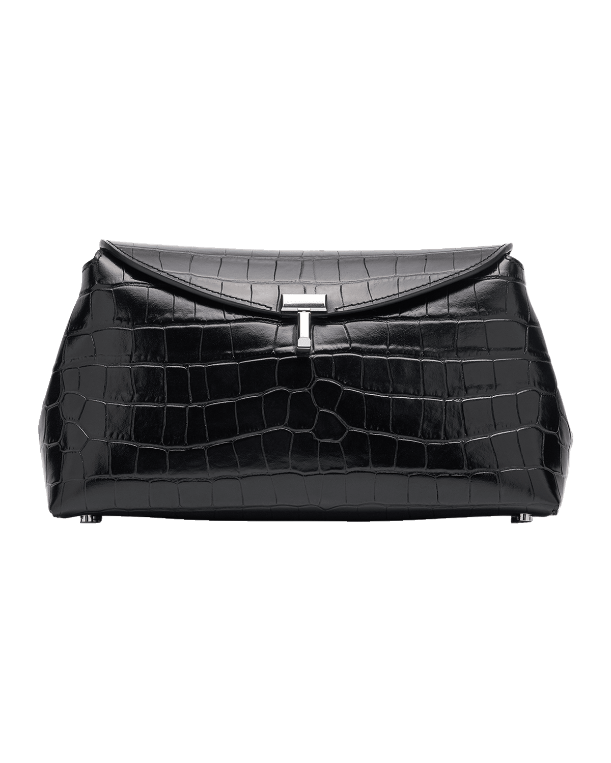 Toteme T-Lock Croc-Embossed Leather Clutch Bag