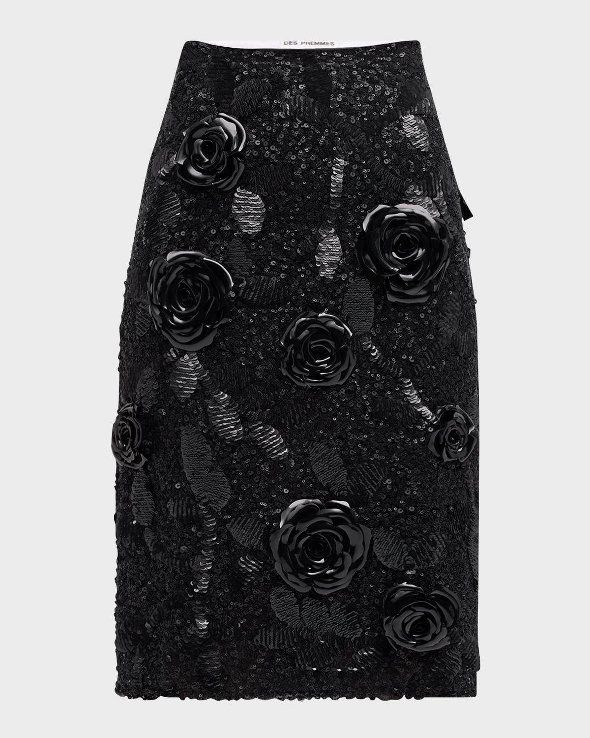 Des Phemmes Sequined Floral Pencil Skirt