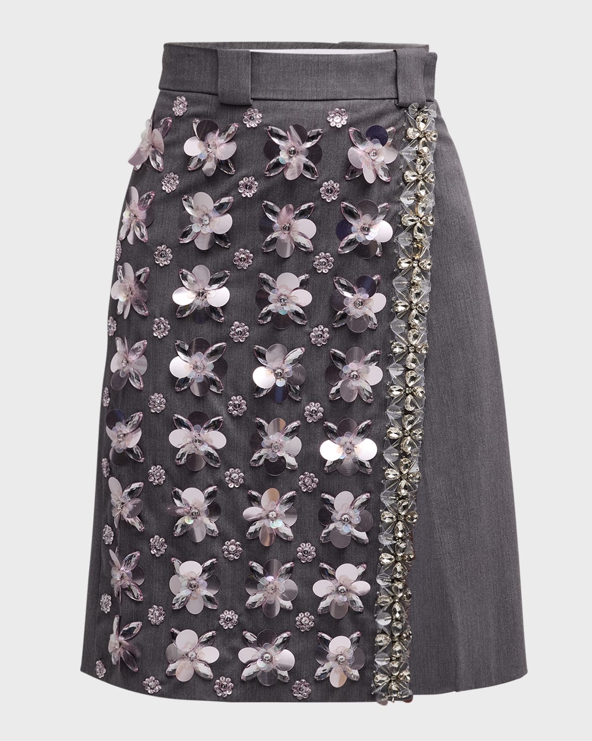 Des Phemmes Embellished Wrap Suiting Skirt
