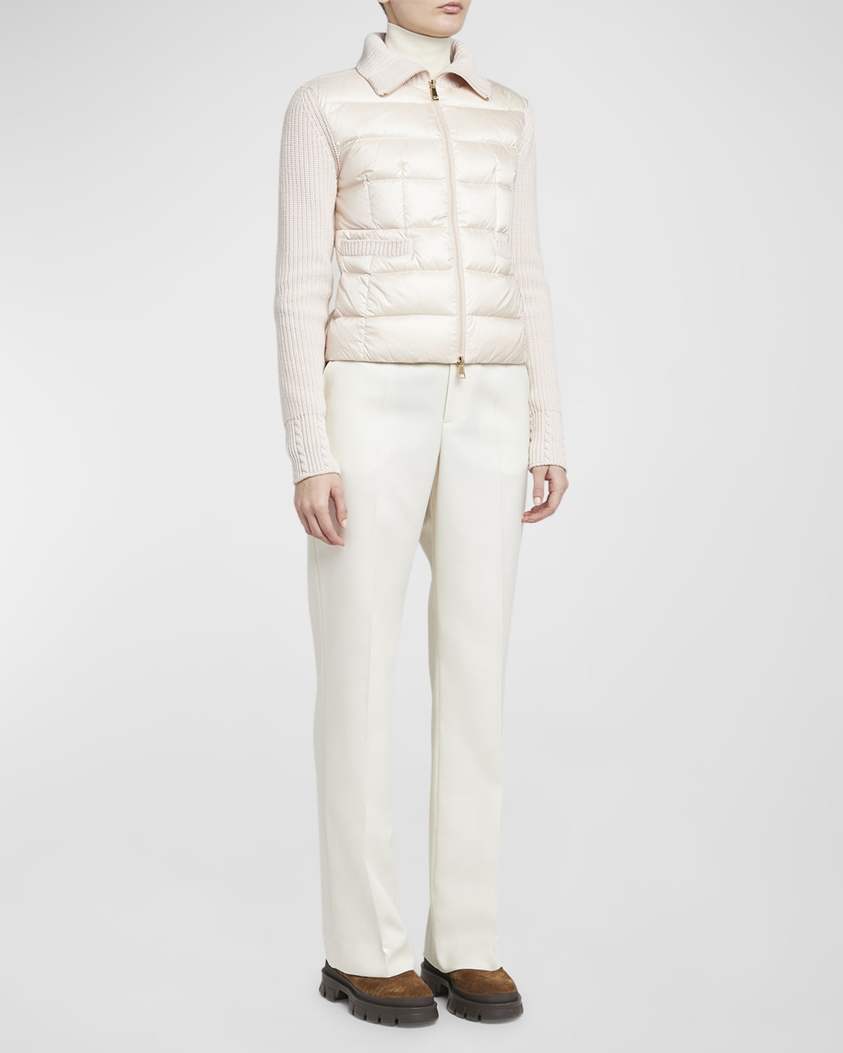 Moncler Quilted Down Knit Cardigan