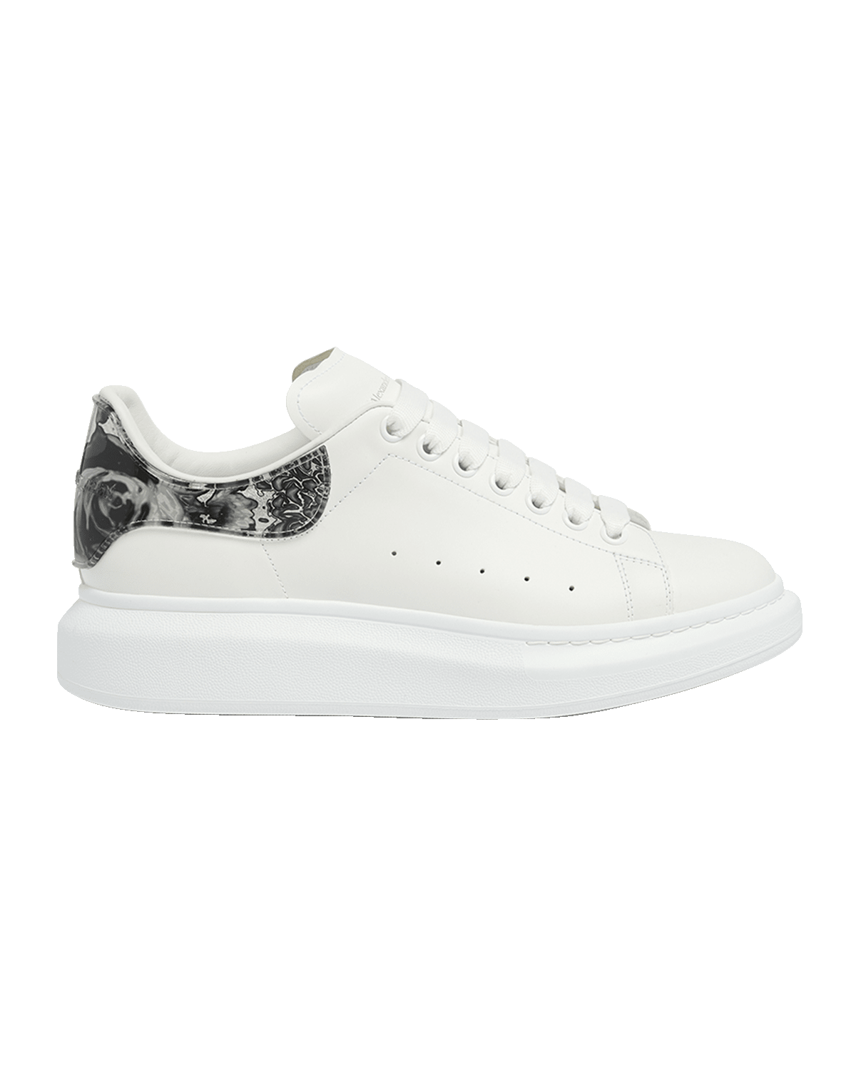 Alexander McQueen Men's Oversized Larry Wax Flower Leather Low-Top Sneakers