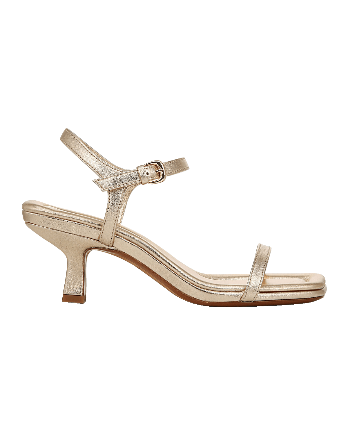 Vince Coco Metallic Leather Kitten-Heel Sandals