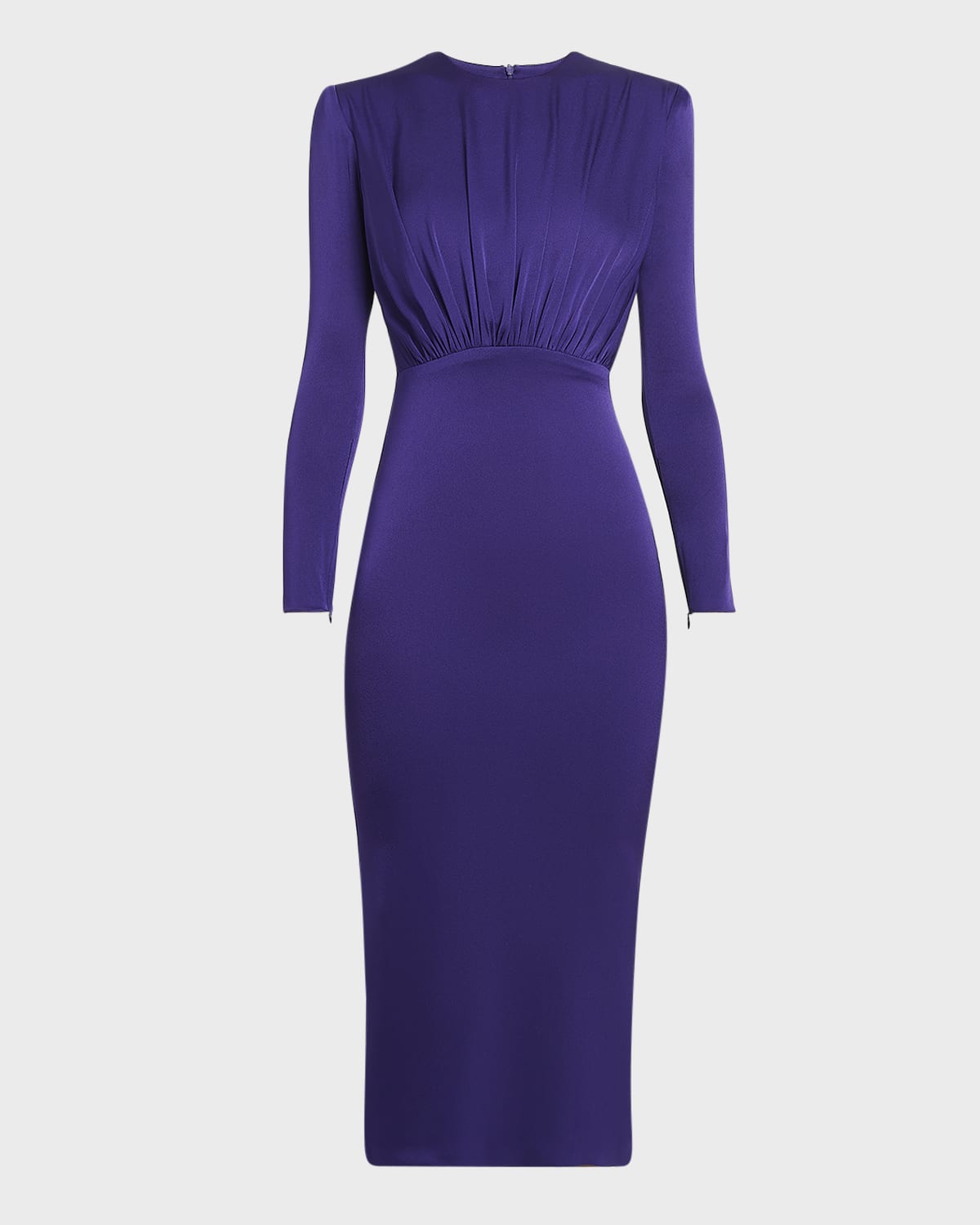 Alex Perry Satin Crepe Ruched Midi Dress
