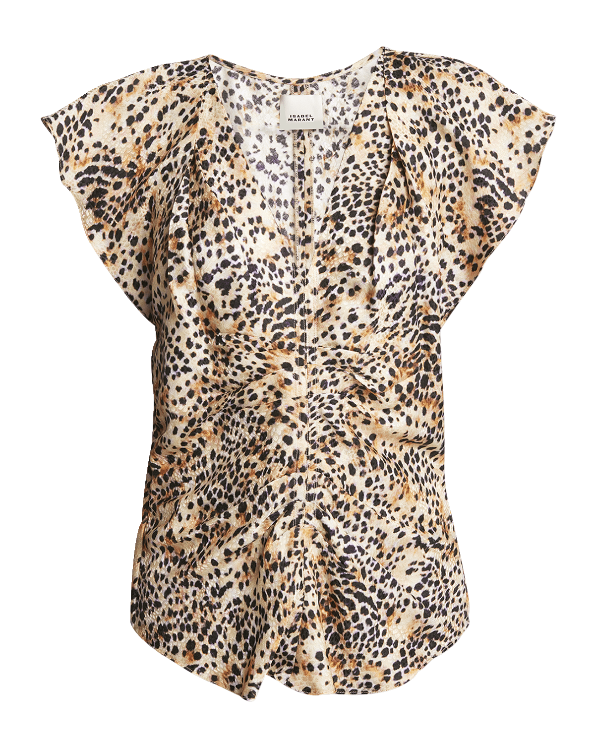 Isabel Marant Lonea Printed Ruffle Sleeve Silk Top