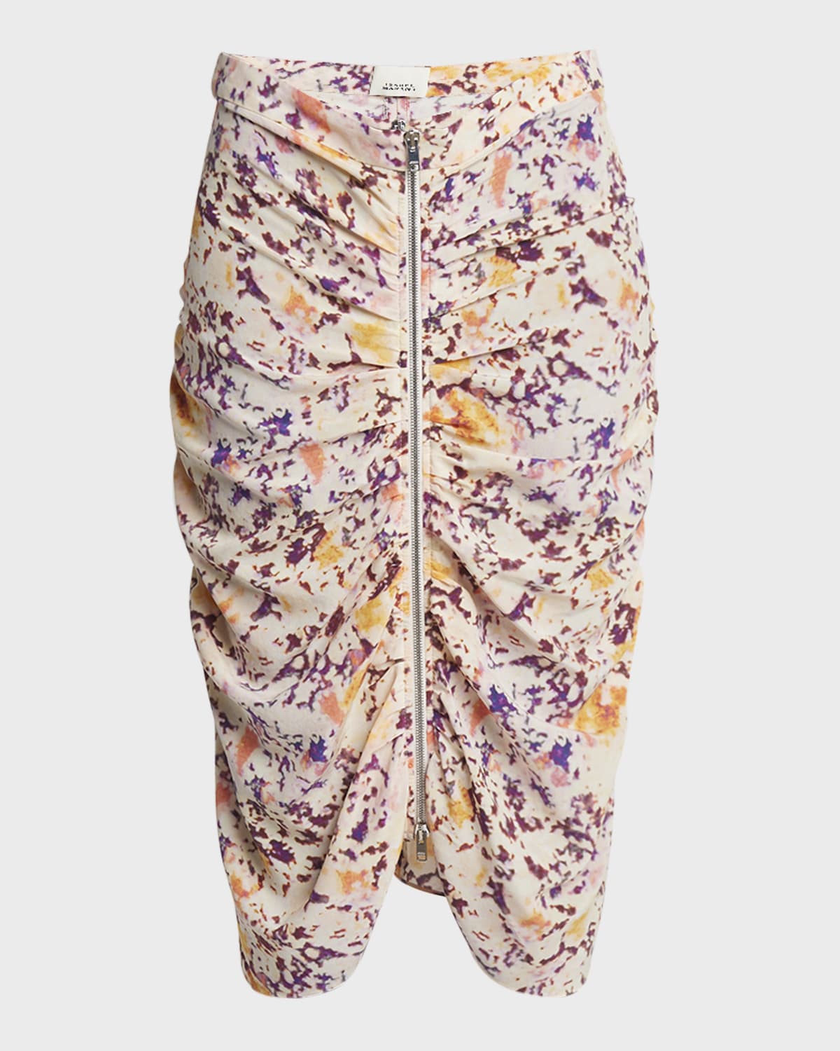 Isabel Marant Hozana Floral Print Midi Skirt with Front Zip