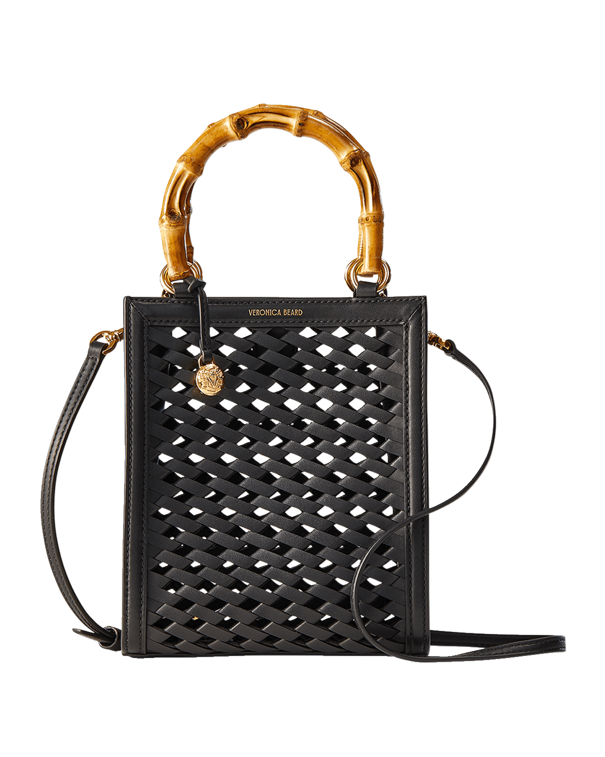 Veronica Beard Mini Cutout Leather Shopper Tote Bag