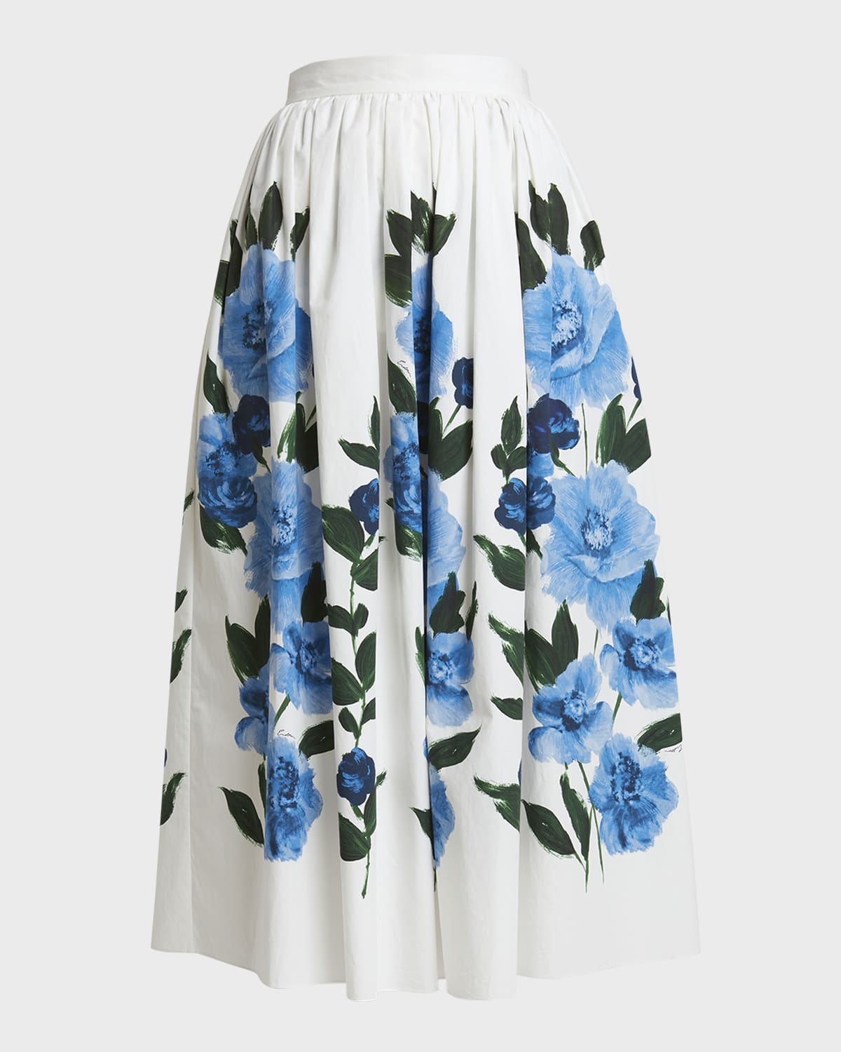 Erdem Painted Floral Volume Midi Skirt