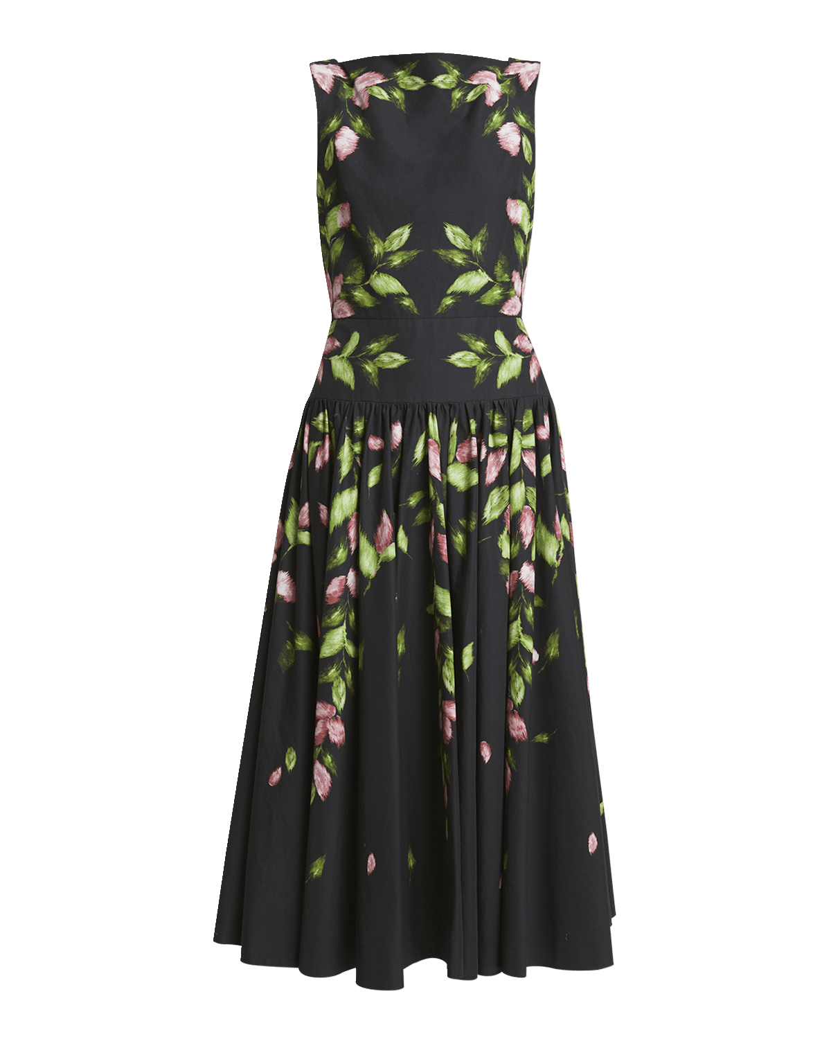 Erdem Floral Drop-Waist Sleeveless Midi Dress