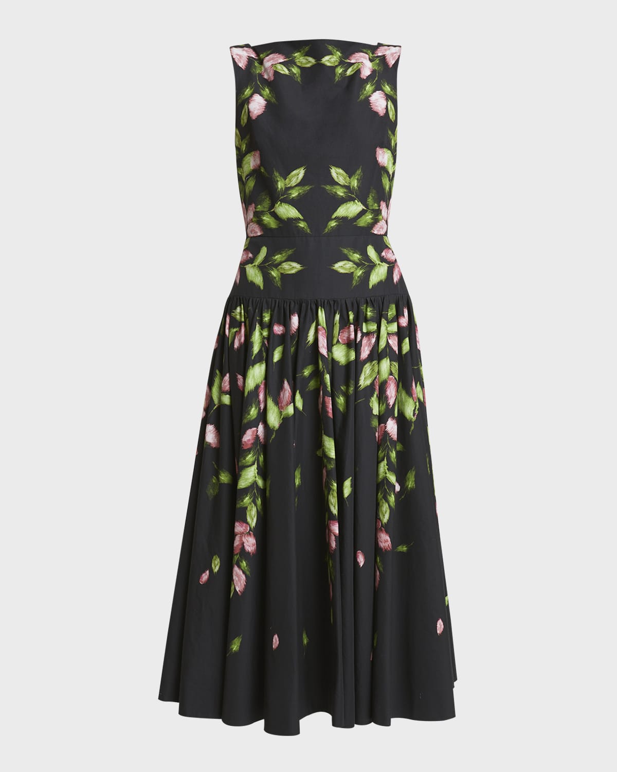 Erdem Floral Drop-Waist Sleeveless Midi Dress