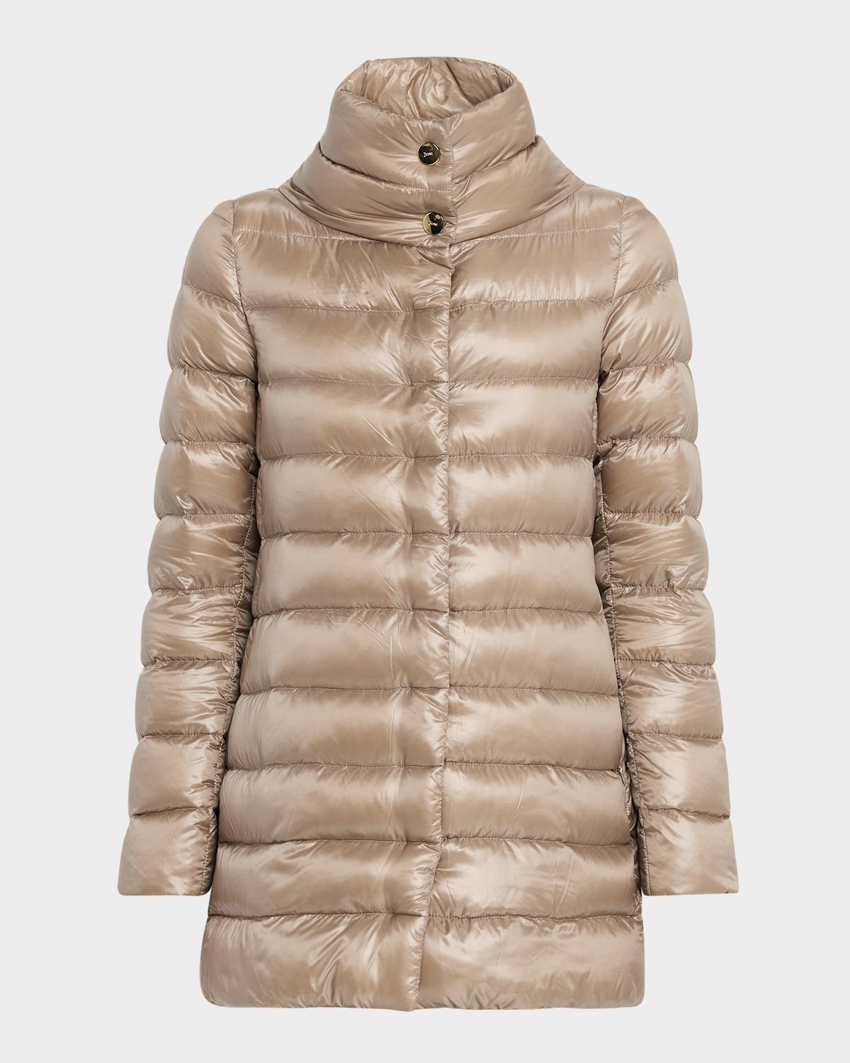 Herno Amelia Water-Resistant Ultralight Nylon A-Line Puffer Jacket
