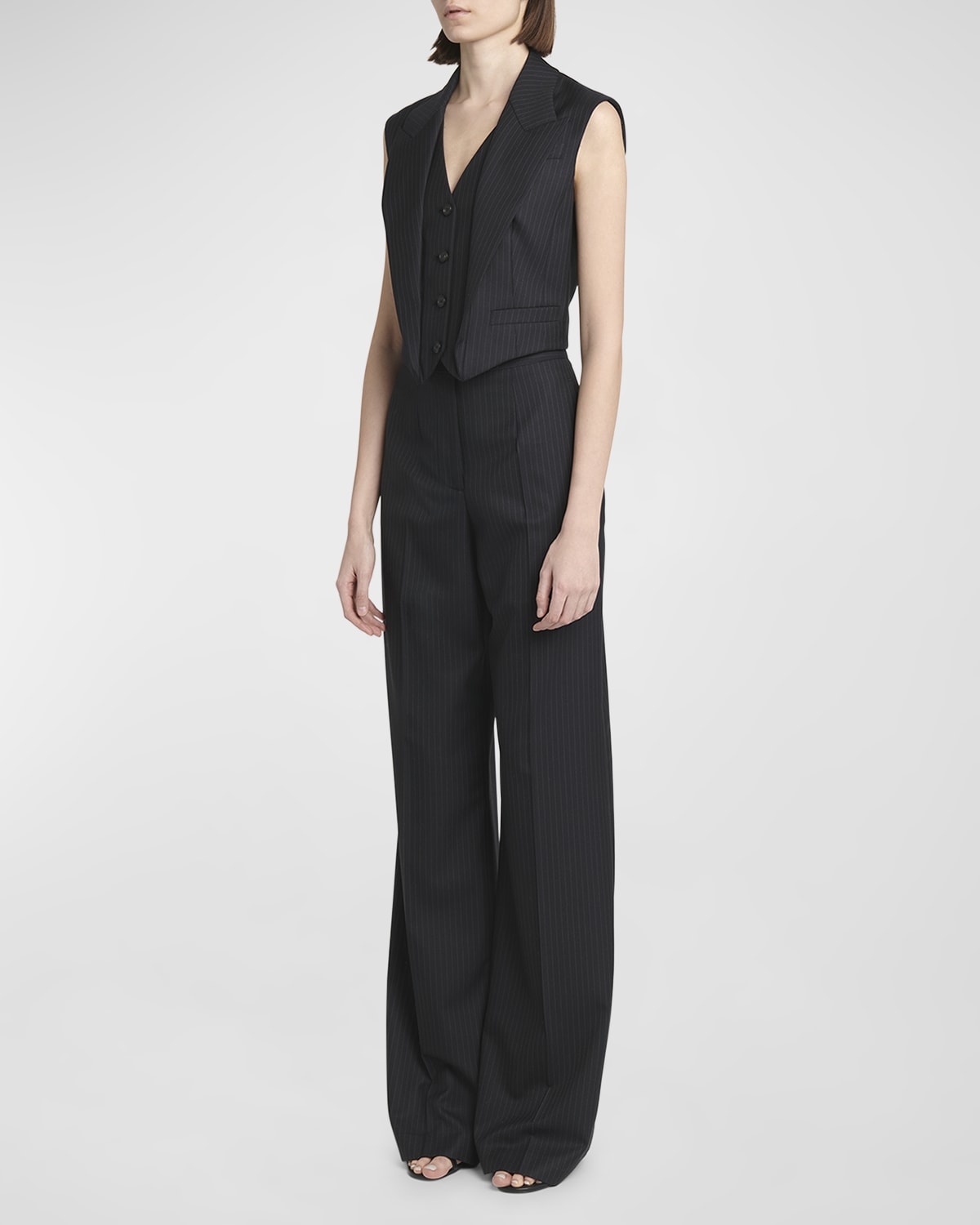 Alexander McQueen Pinstripe Peak-Lapel Single-Breasted Vest